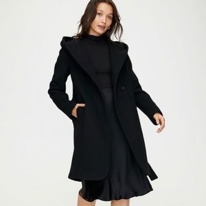 COPY - Wilfred Aritzia Montgomery Black Wool and cashmere wrap coat XS